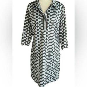 Gretchen Scott Designs Blue and Black Patterned Dress Medium
